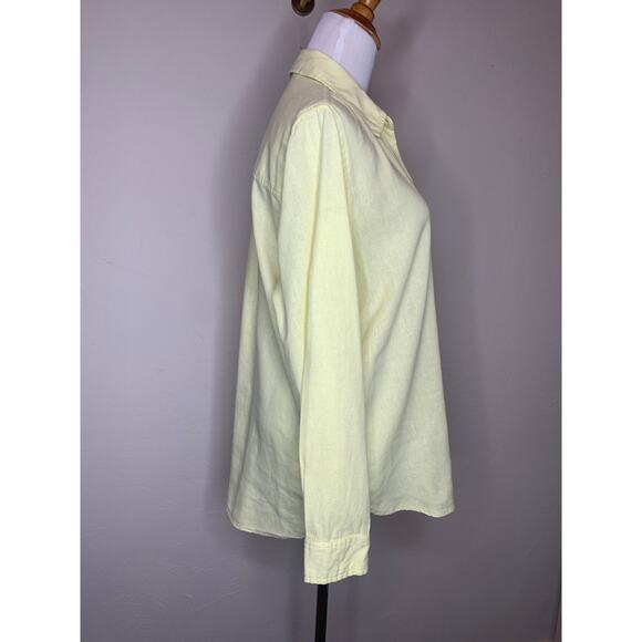 Universal Threads Yellow Linen Blend Button Up Shirt Sz Small - Picture 4 of 9